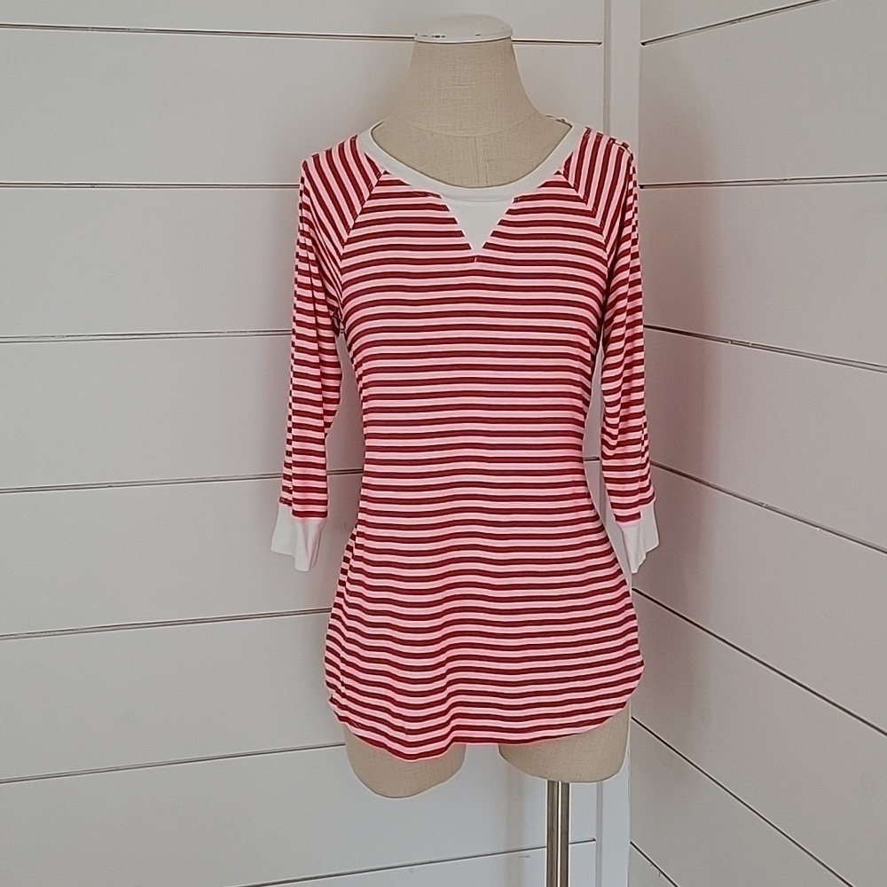 Calvin Klein Performance medium long sleeve tee shirt red and white striped